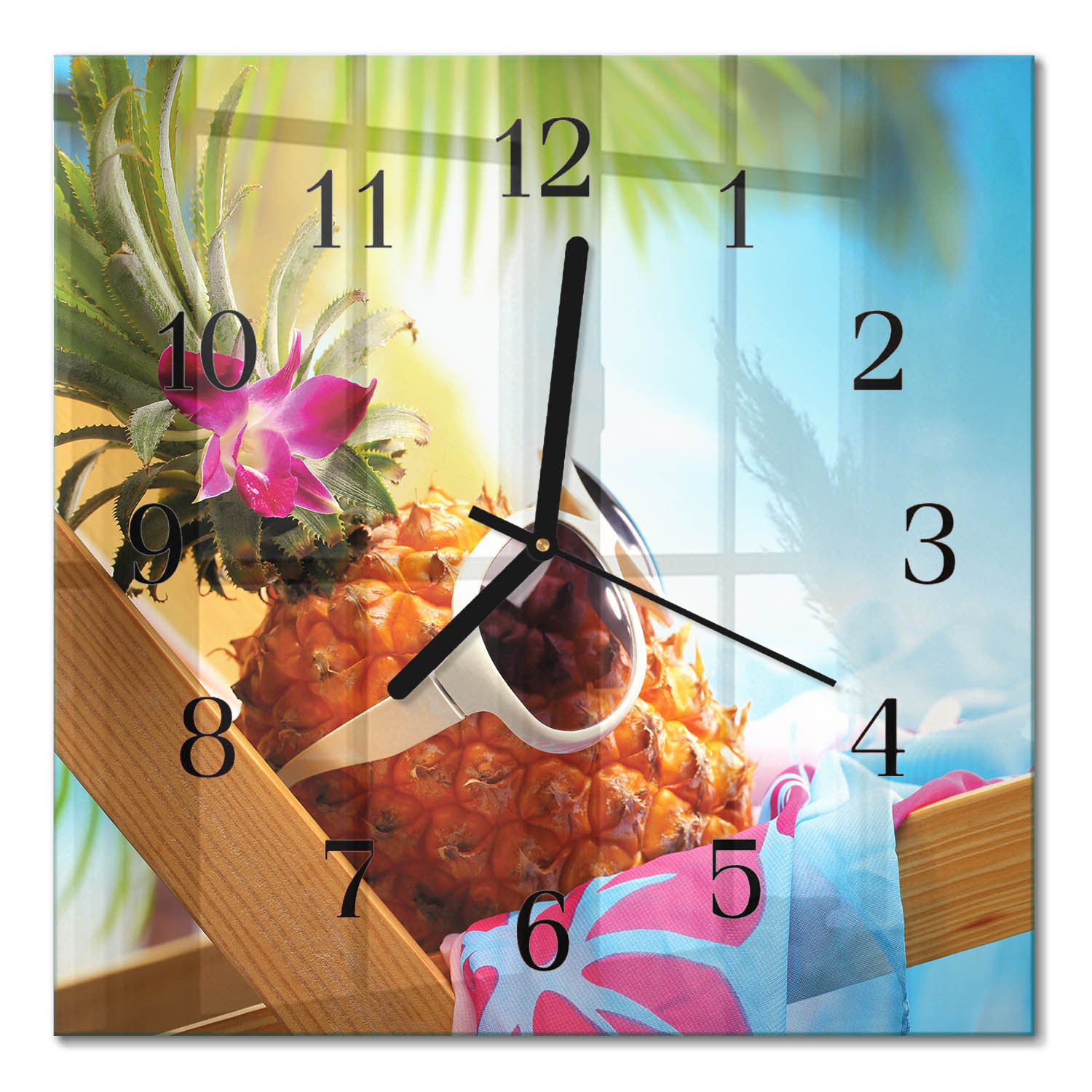 Zegar kuchenny 30x30 Ananas ozdobny ścienny