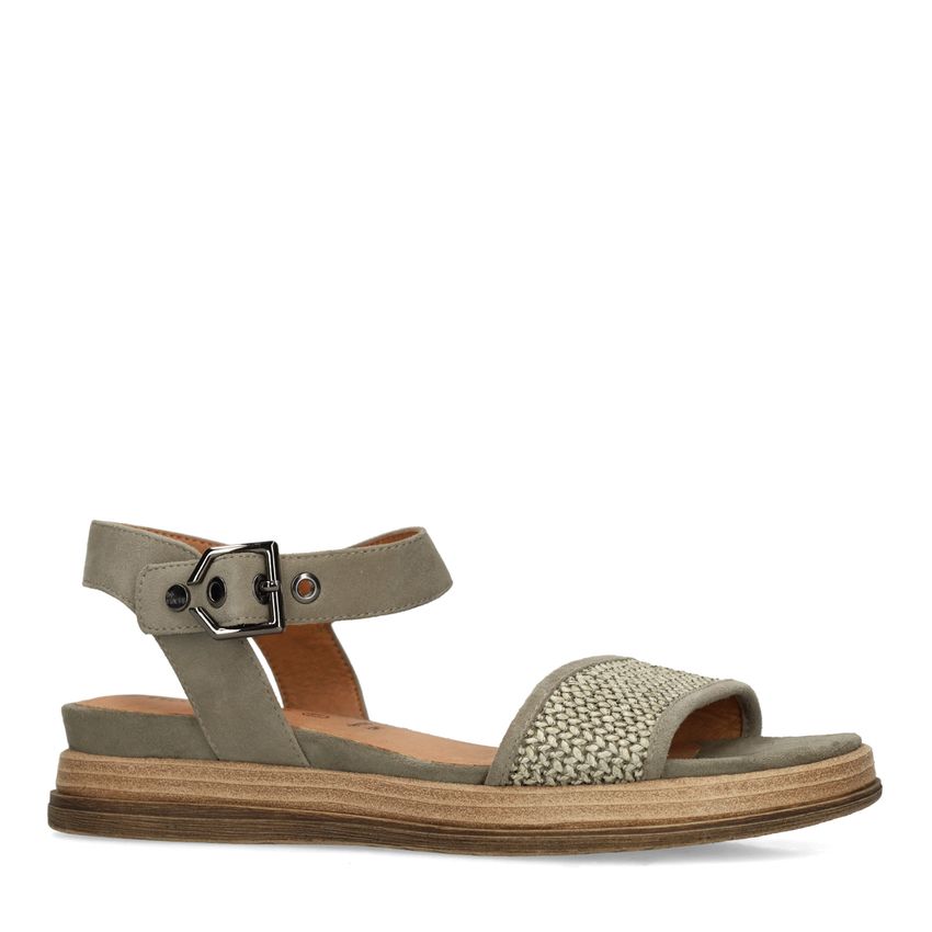 No Stress Groene leren plateau sandalen