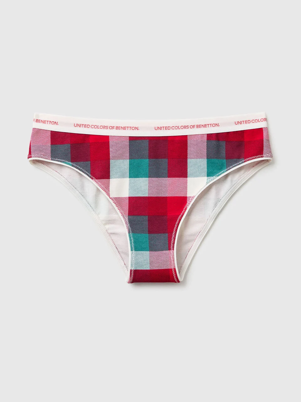 Thong underwear in tartan check