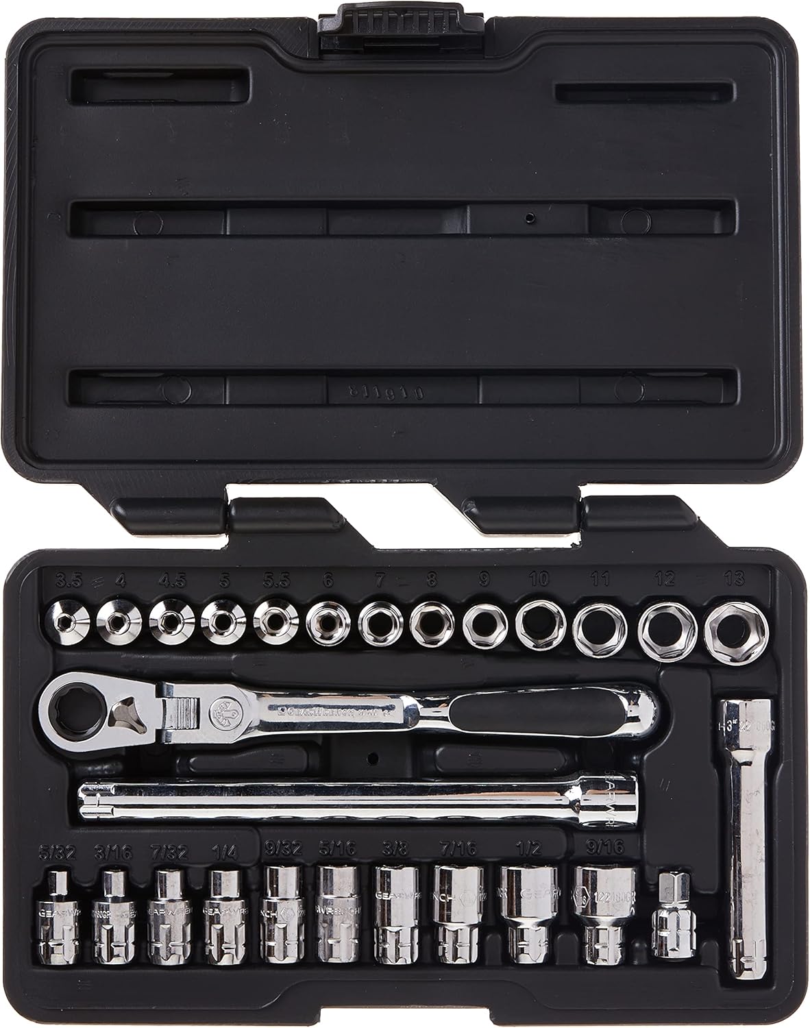 GEARWRENCH 27 Pc. 1/4 Drive 6 Pt. Pass-Thru Mechanics Tool Set, Standard SAE/Metric - 891427