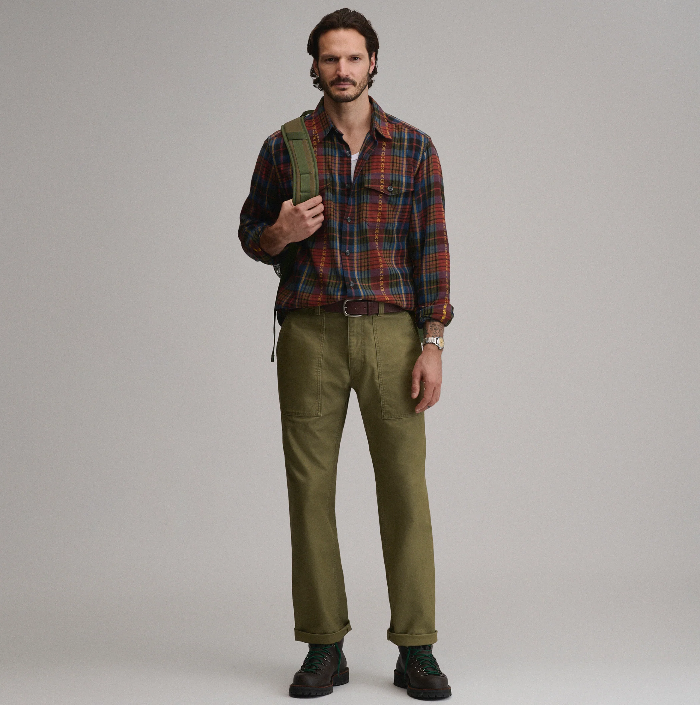 Men's Long-Sleeve Eddie's Cabin Shirt - Jacquard Plaid