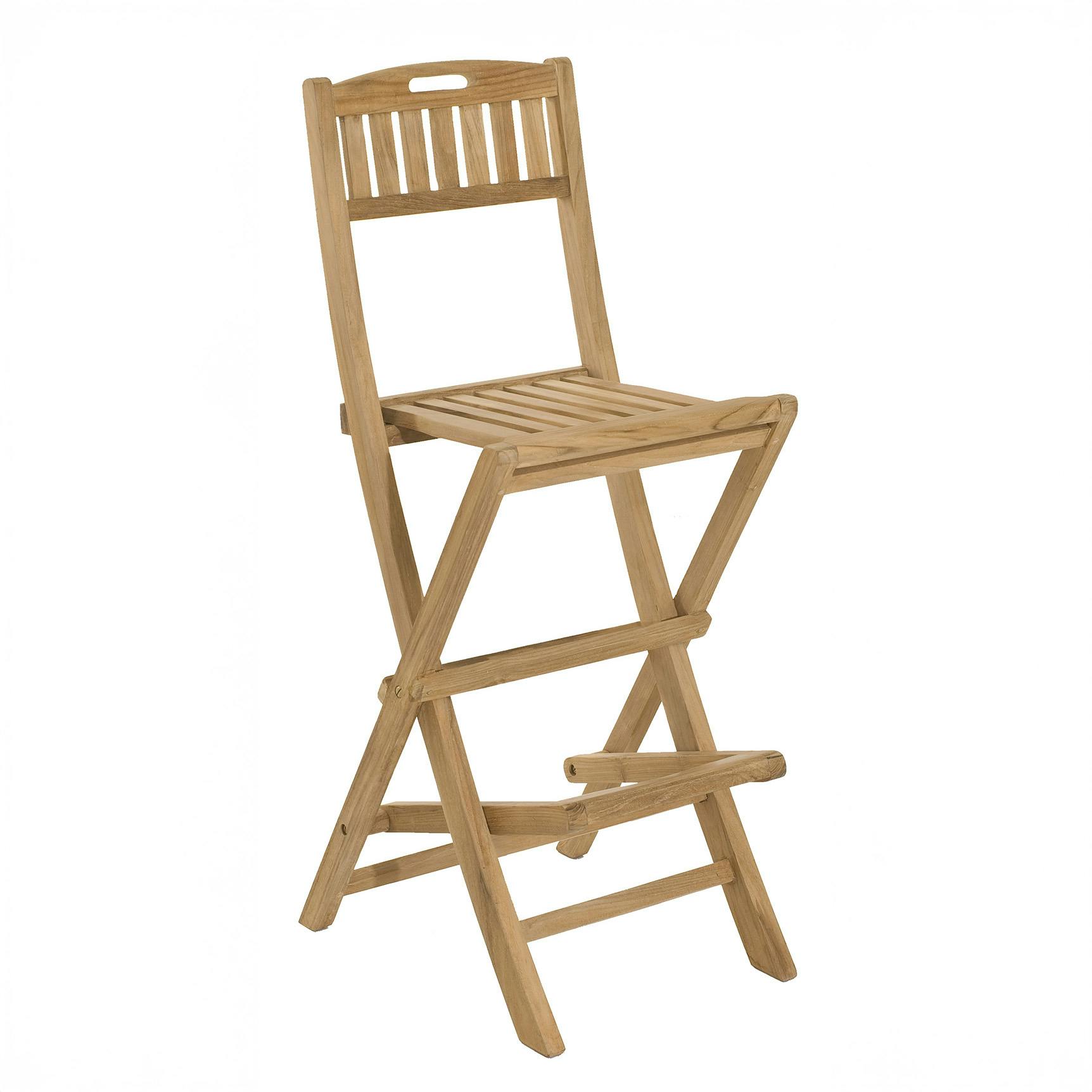 Chaise de bar de jardin en Teck brut massif Pliante SUMMER