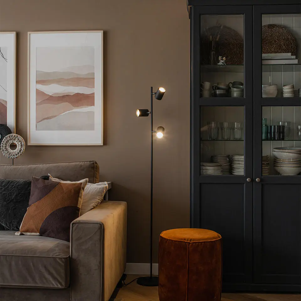 Qazqa vloerlamp jeana zwart gu10