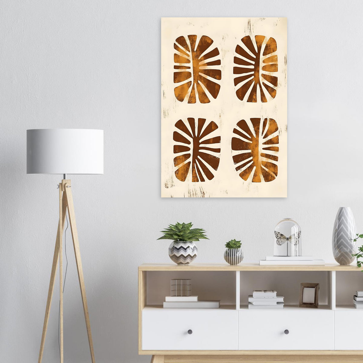 Artfulprints Poster Boho – Leaf cutouts  - 70x100 cm - Bruin