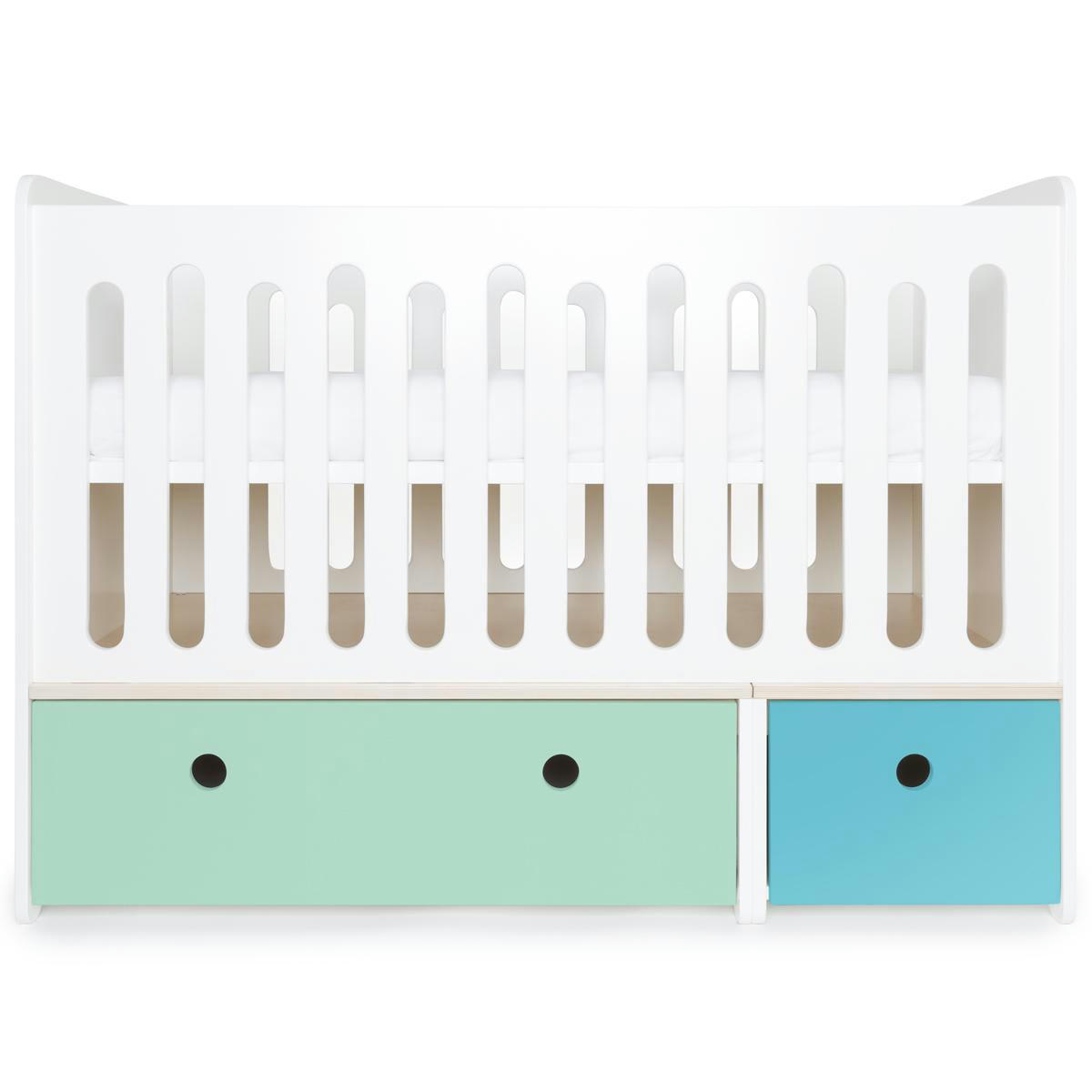 COLORFLEX - Lit bébé évolutif 70x140cm vert menthe-bleu paradis