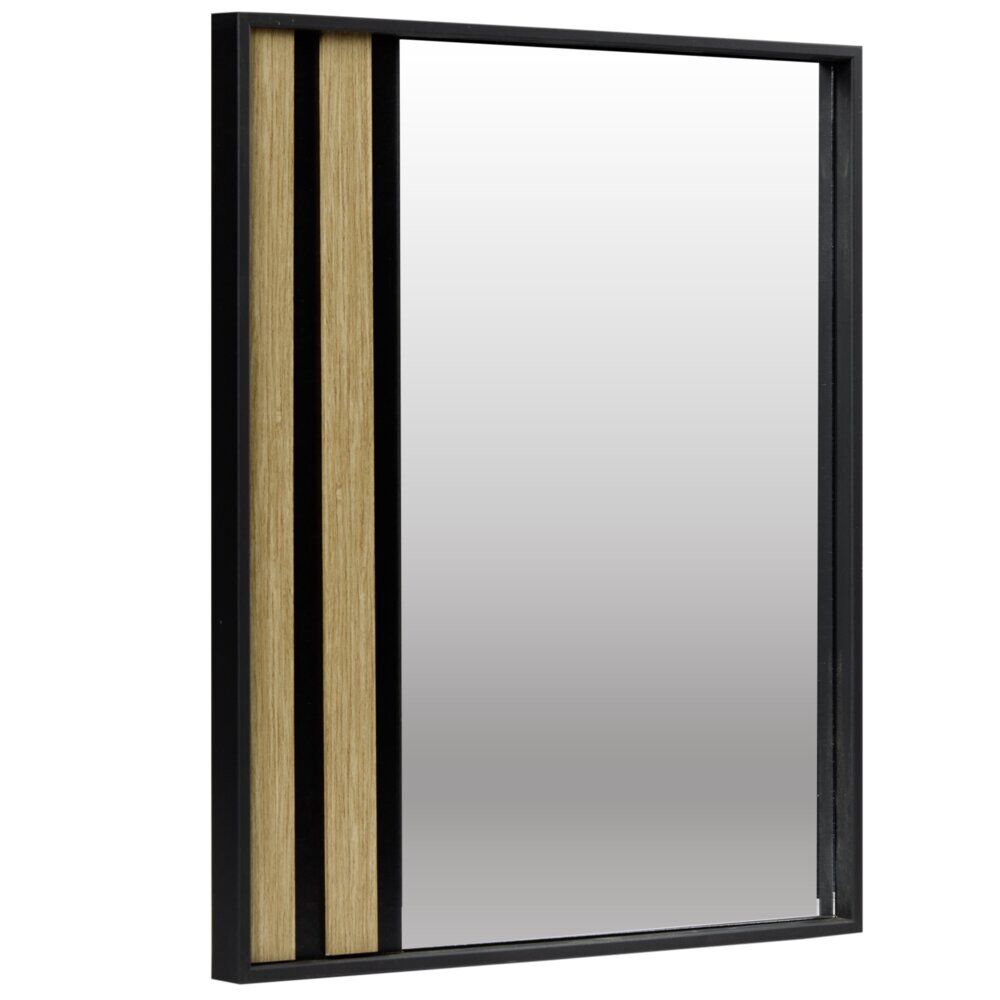Miroir Kioto bord bois et verre marron et noir 40x50cm