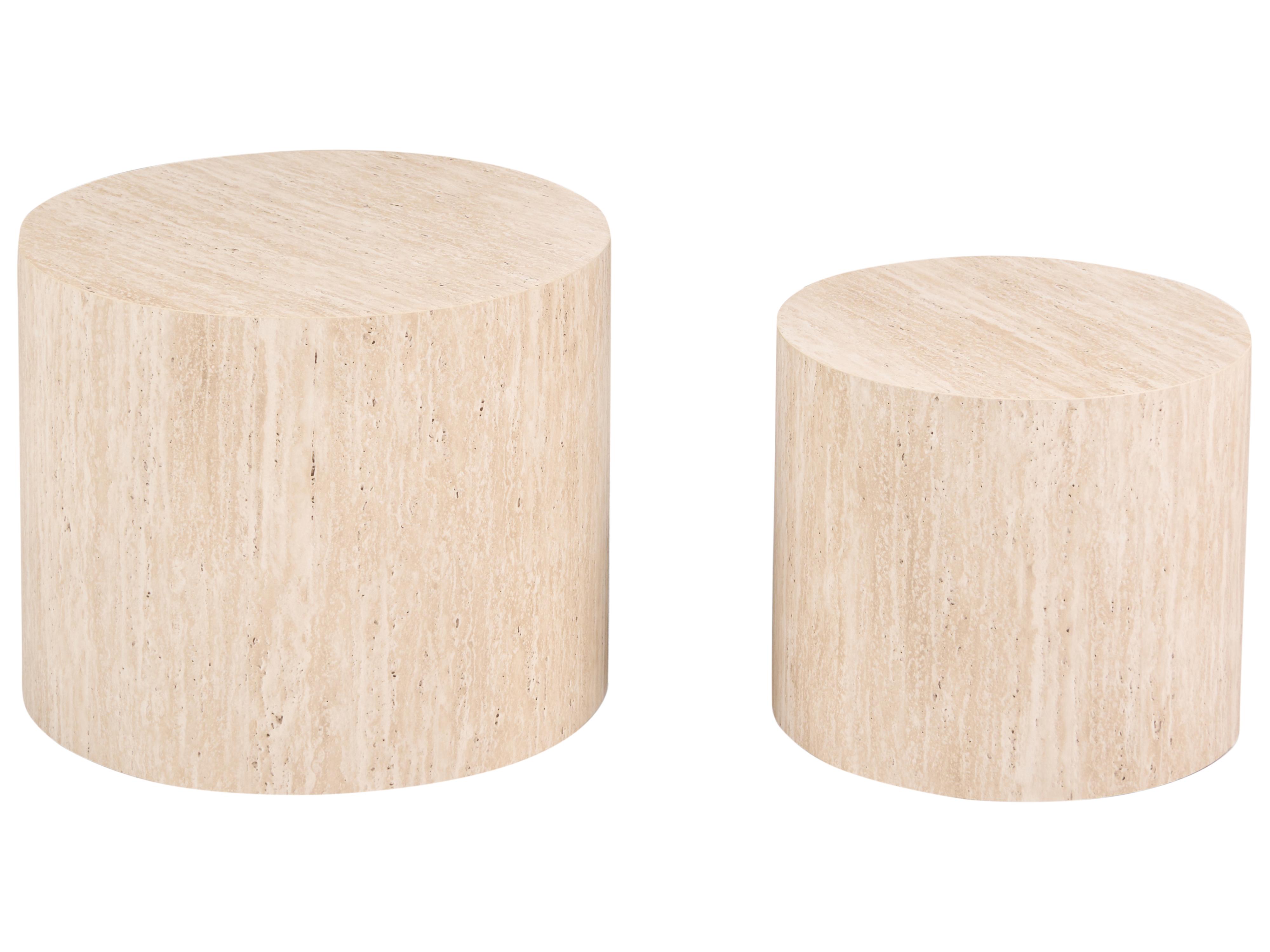 Set of 2 Coffee Tables MANTI Travertine Effect