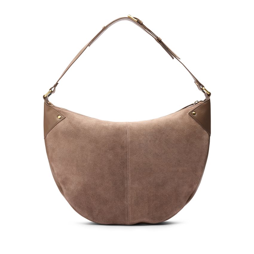 Manfield Bruine suède schoudertas