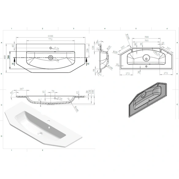 Waschtisch »Optibasic 4050«, Breite: 110 cm