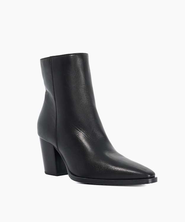 Papped Black - Leather Heeled Ankle Boots