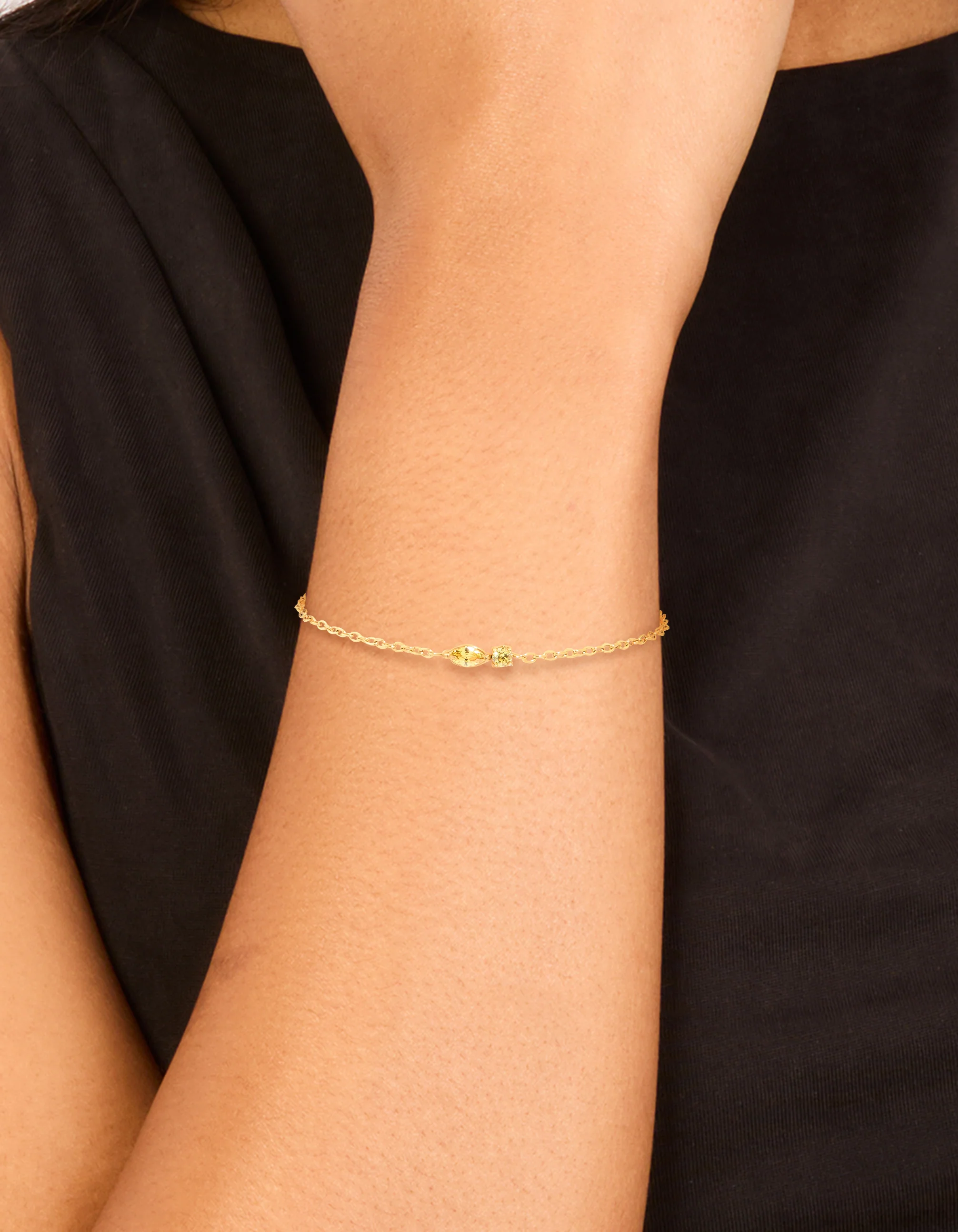 Waterproof Gold Plated Stainless Steel November Cubic Zirconia Birthstone Bracelet