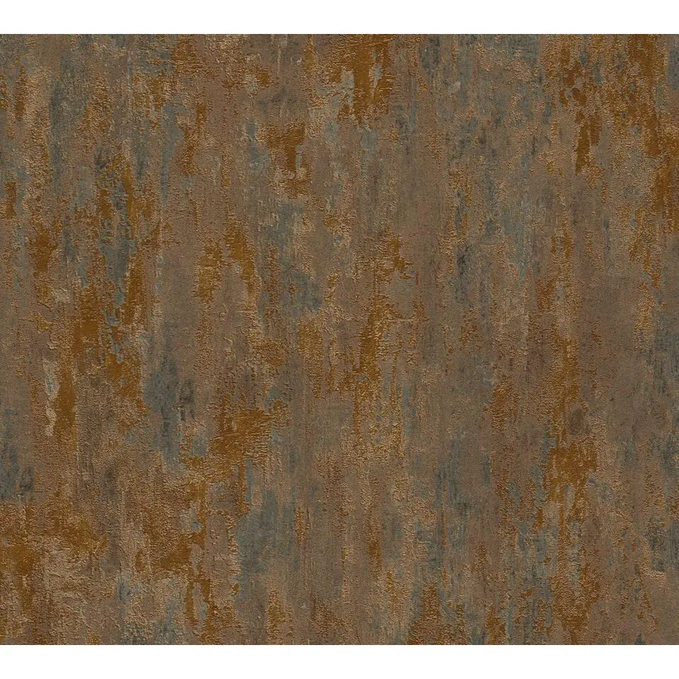 A.S. Cr&eacute;ation behang geschilderd effect oranje, roest bruin en bruin