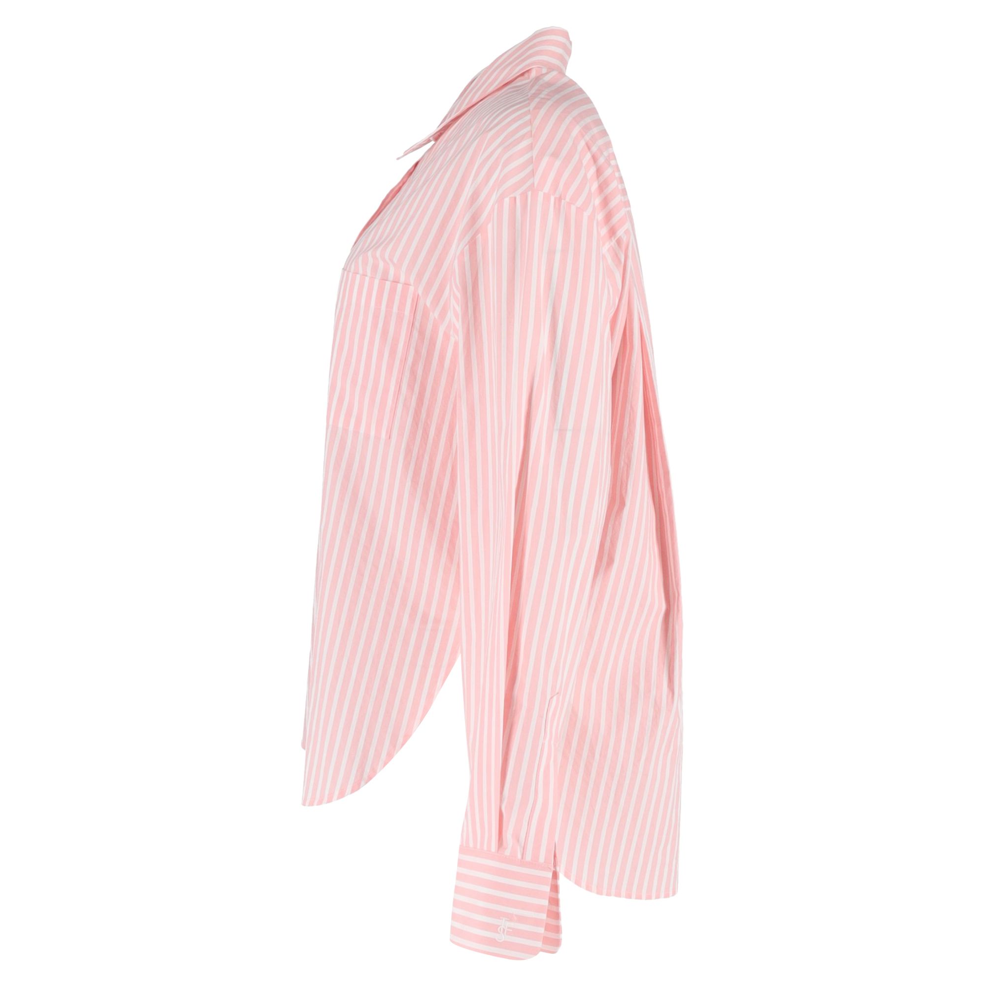 The Frankie Shop Preloved Oversized Stripe Poplin Shirt in Pink Cotton