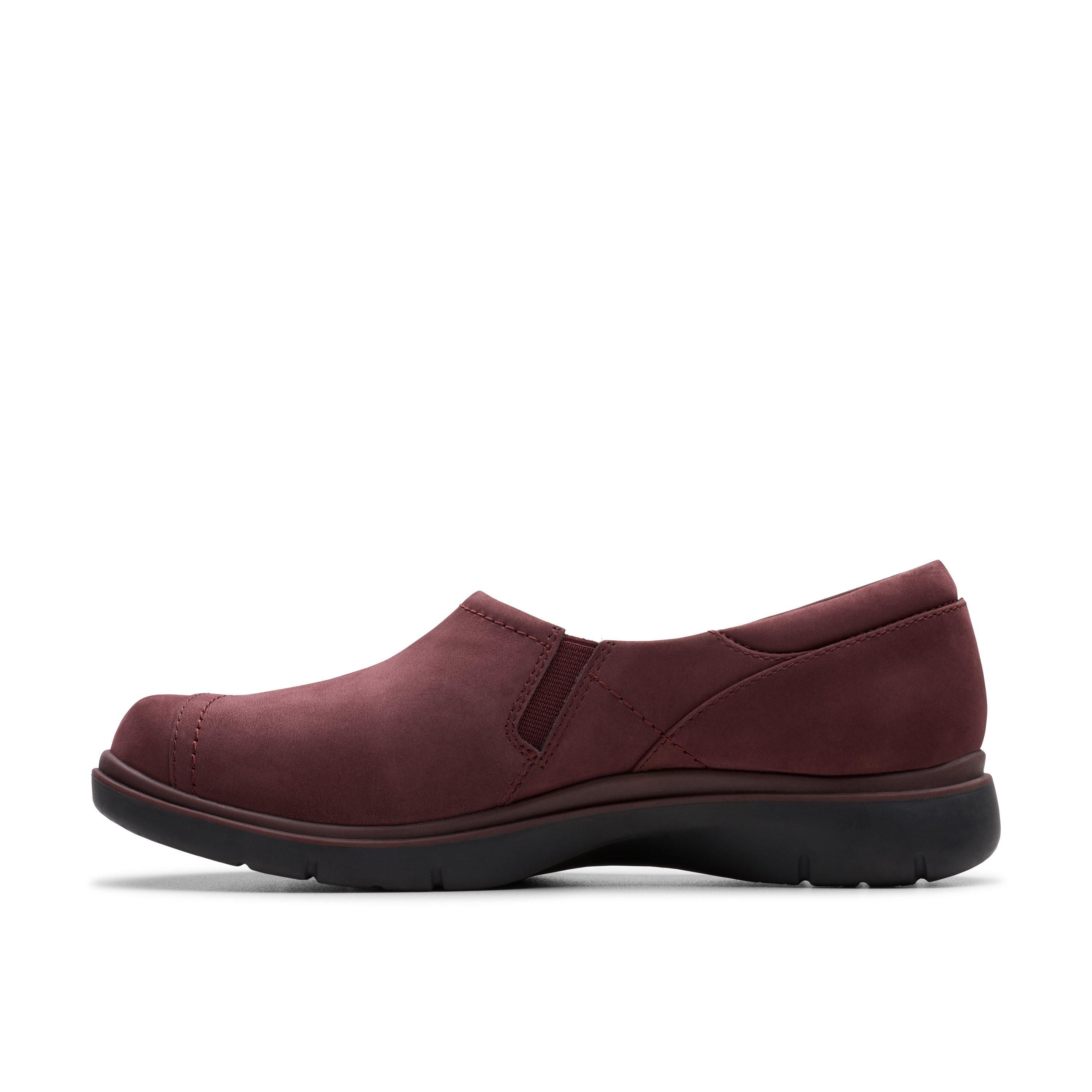 Clarks Certina Ease Wine Nubuck Slip Ons