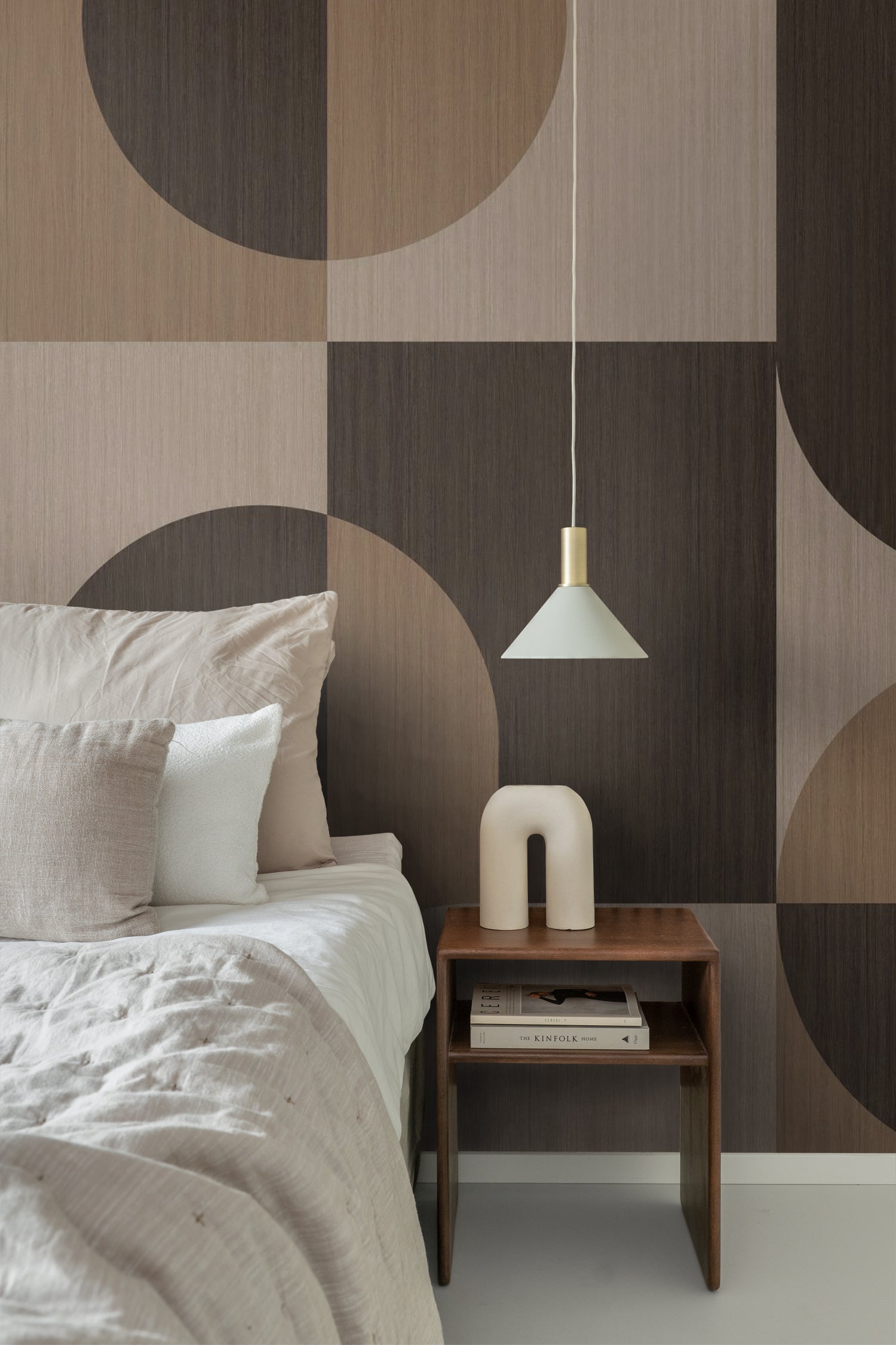 Origin fotobehang cirkels in Bauhaus stijl donker beige en bruin - 250 x 279 cm - 357325