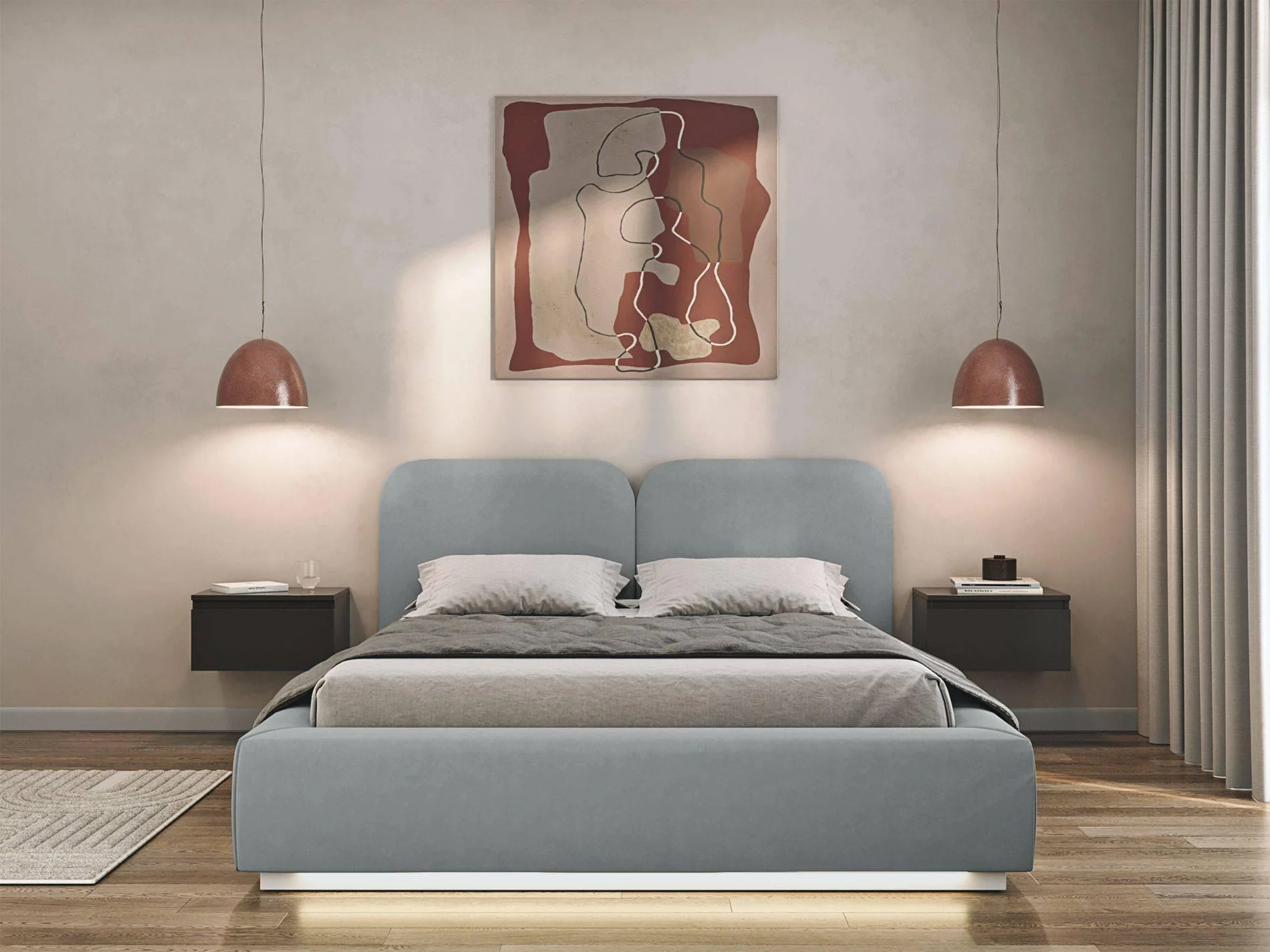 Bedframe Cremona velvet 180 x 200 cm met verlichting en opbergruimte