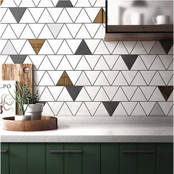 Carrelage mur triangulaire uni blanc brillant 10,8x12,4 cm SCALE TRIANGOLO WHITE