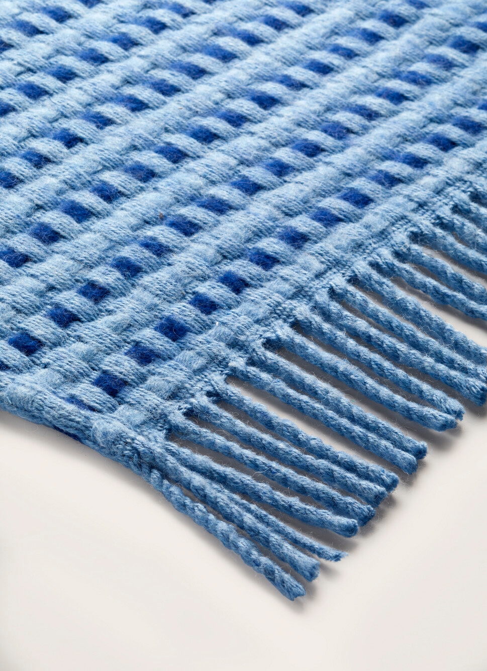 PLAID BICOLORE EN MÉLANGE DE LAINE BLEU CHINÉ