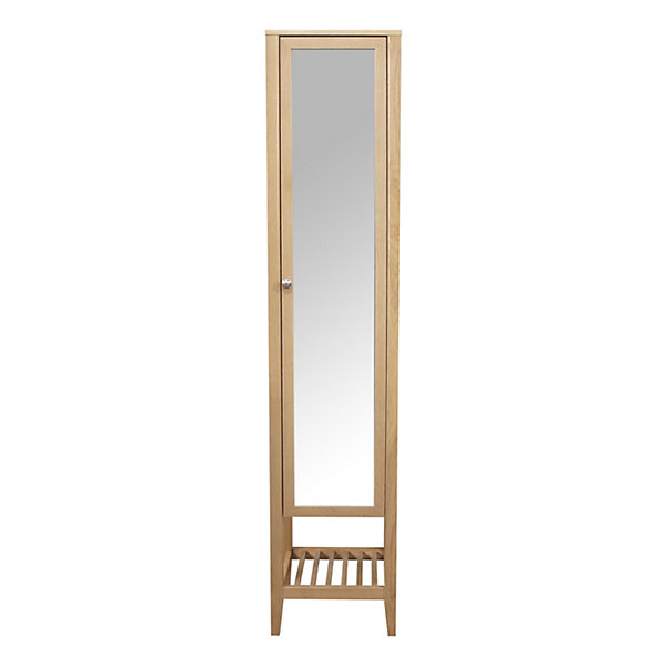 Colonne de salle de bains à poser avec miroir placage chêne l.40,2 x H.185 x P.36,1 cm, GoodHome Perma
