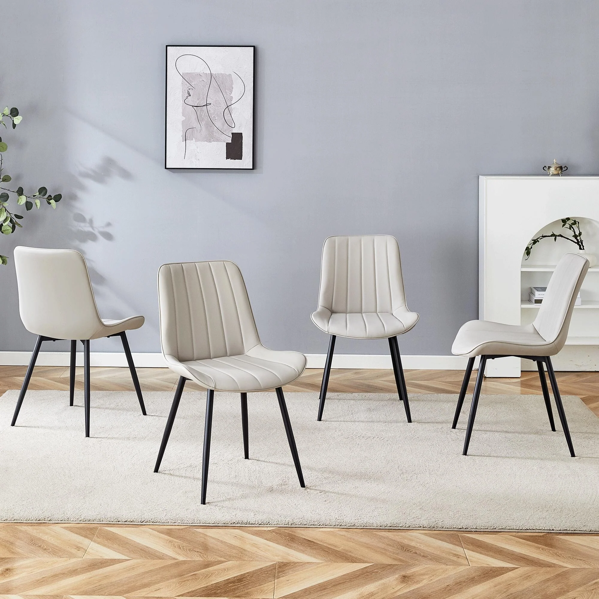 Dining Room Smooth Line Design Dining Chair Set - Four Pieces Kitchen Side Chair Armless Side Chair