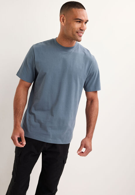 Mens Blue Premium Cotton Rich T-Shirt