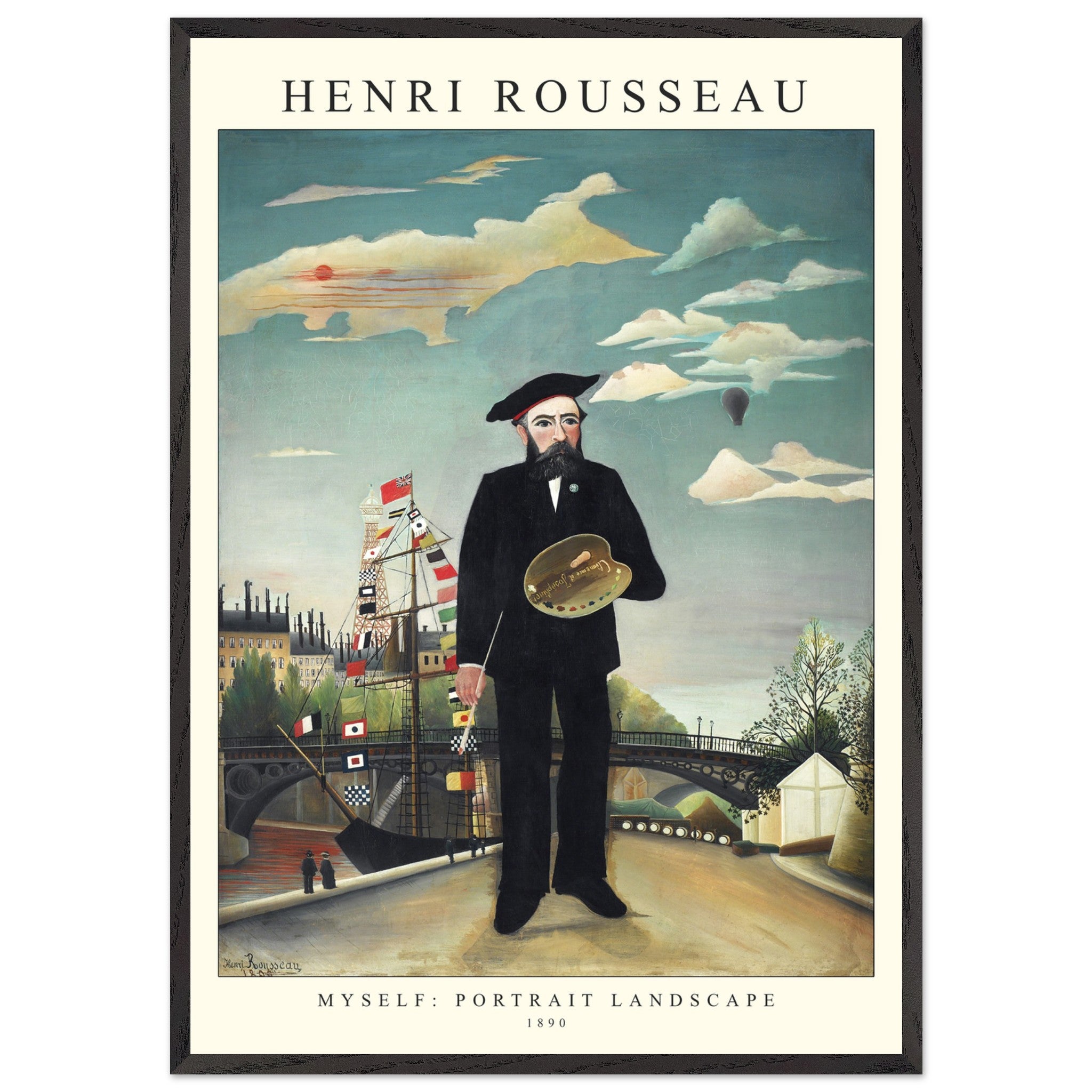 Artfulprints Poster met Lijst Henri Rousseau - Portrait landscape  - 70x100 cm - Blauw