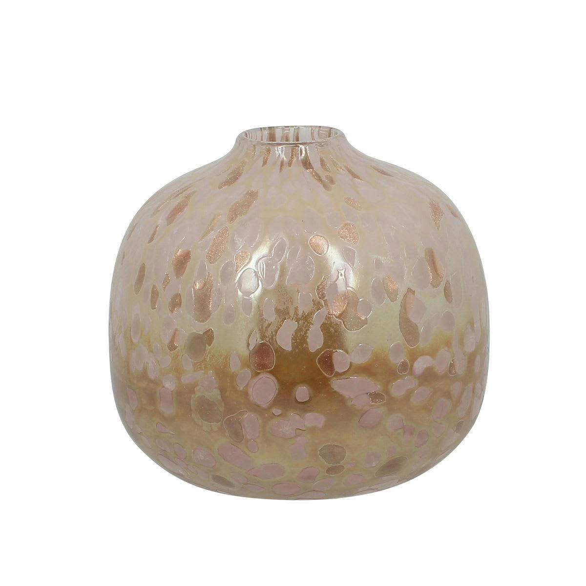 COPPRA - Vase boule rose cuivré en verre soufflé h15cm