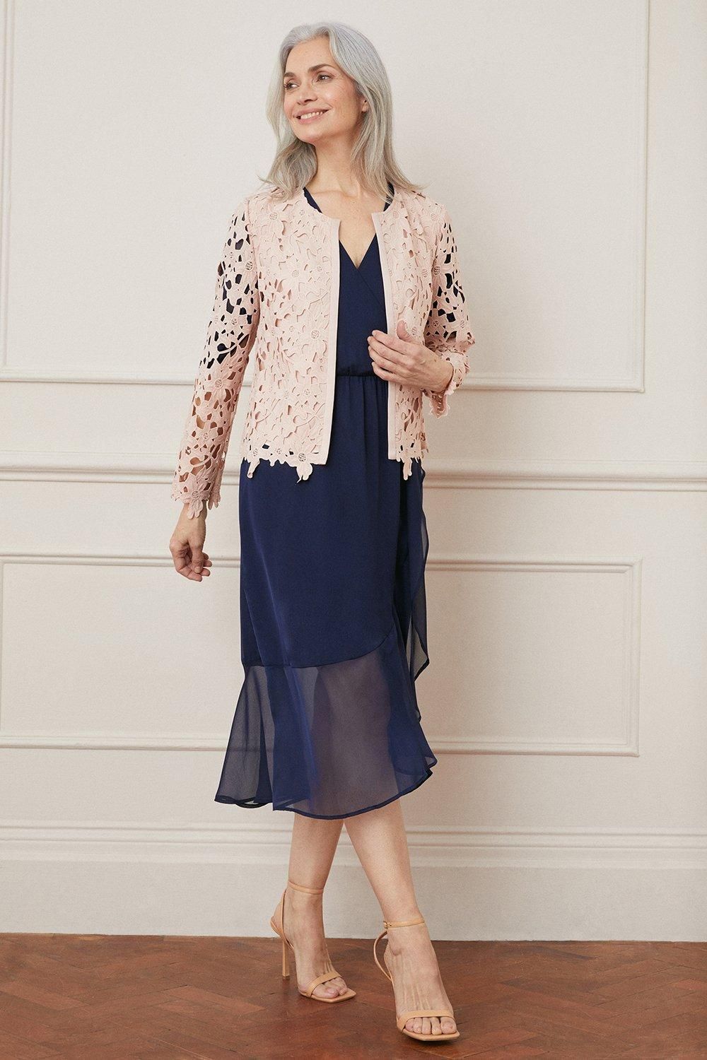 Wallis Blush Lace Edge to Edge Jacket
