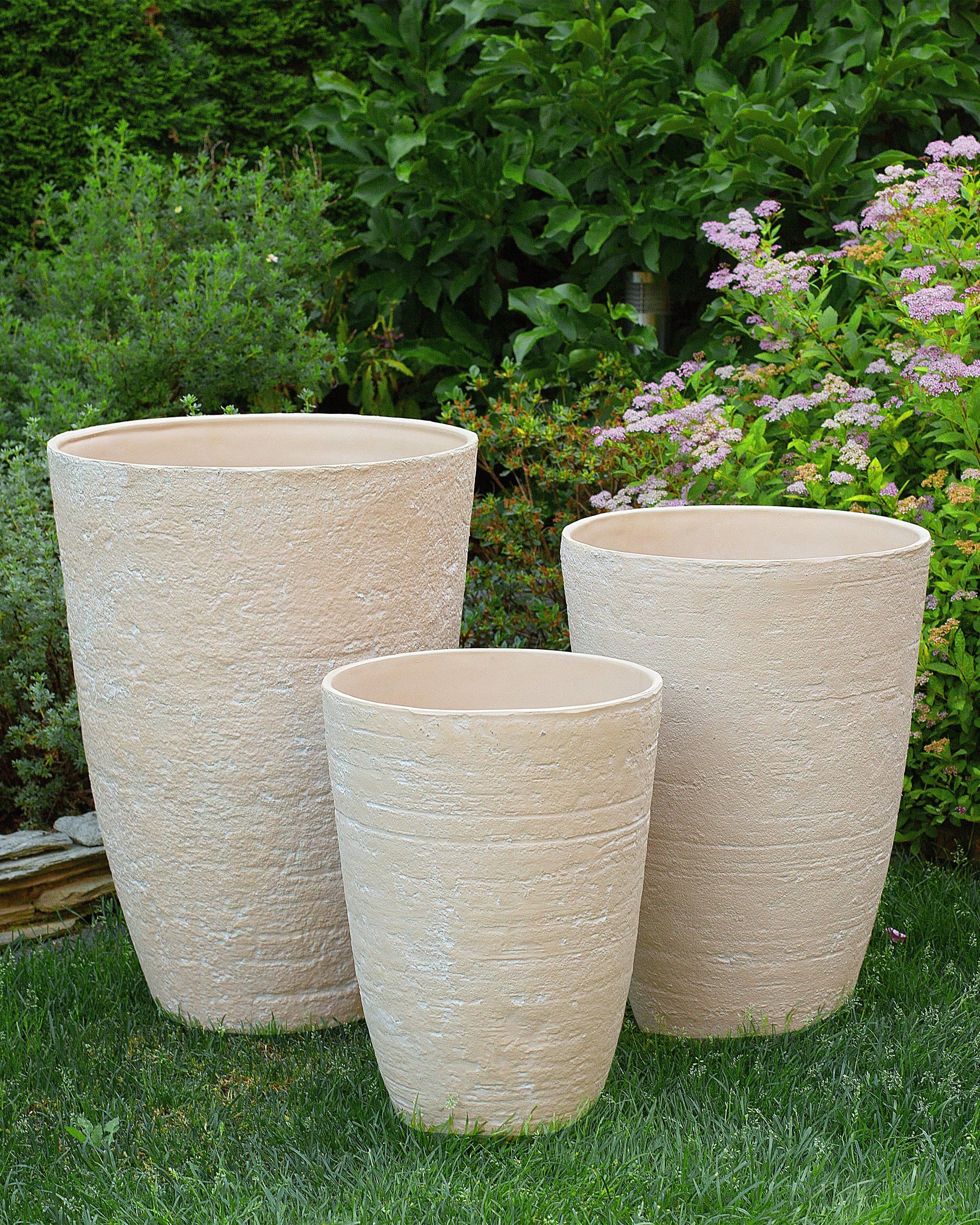 Set of 2 Plant Pots CAMIA 35 cm Beige