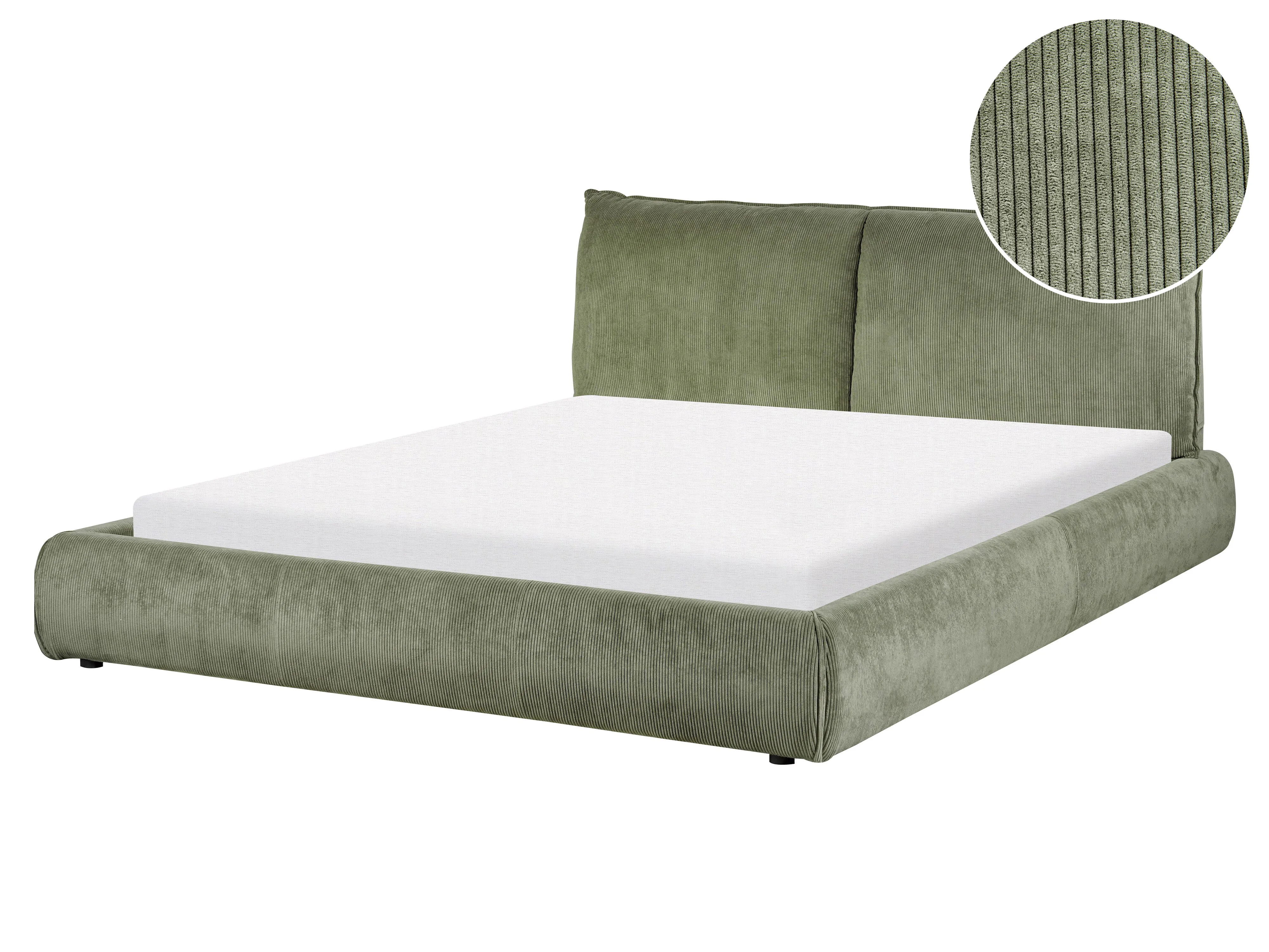 Waterbed Corduroy VINAY 160 x 200 cm (EU King Size) Olive Green