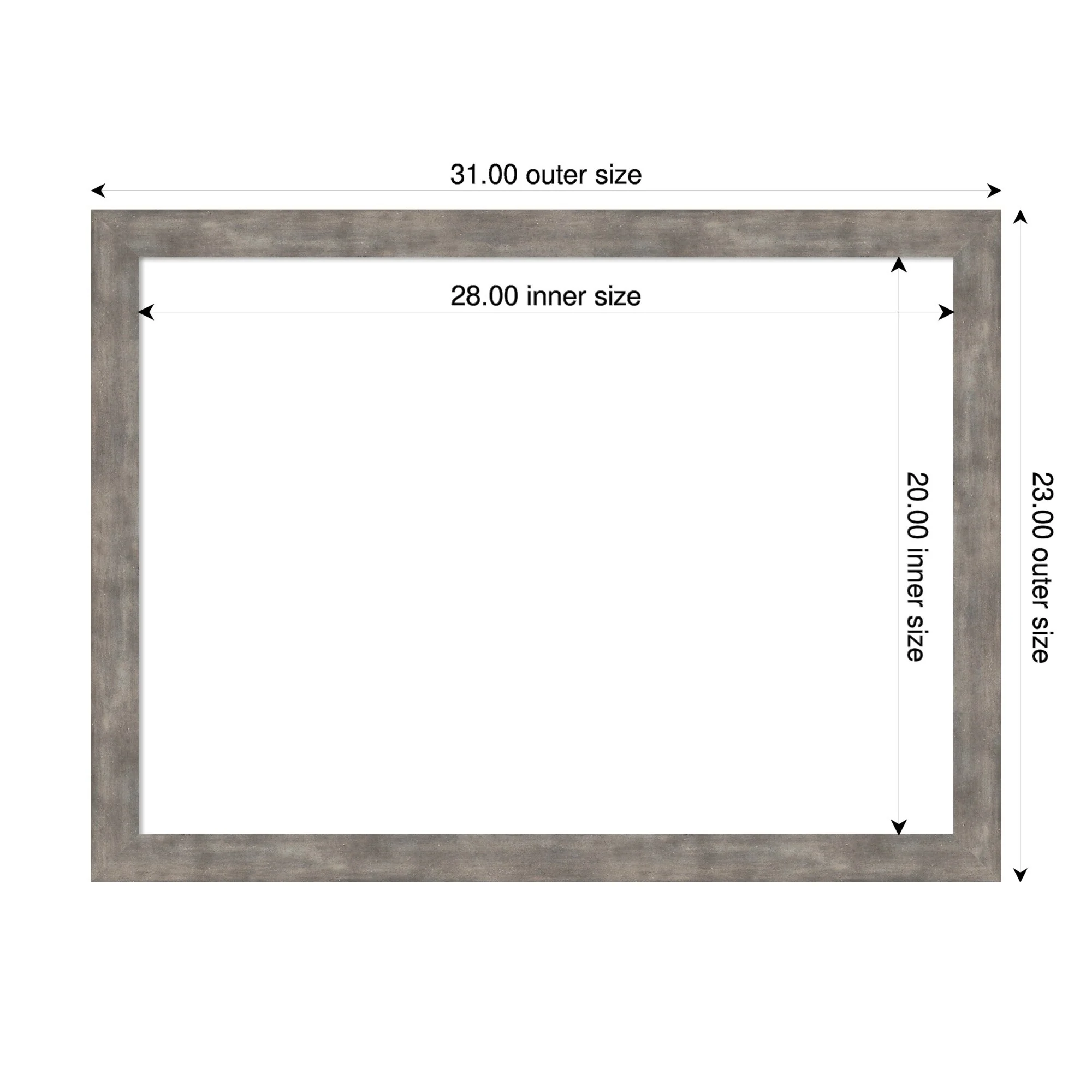 Amanti Art Marred Pewter Framed Dry Erase Magnetic Board