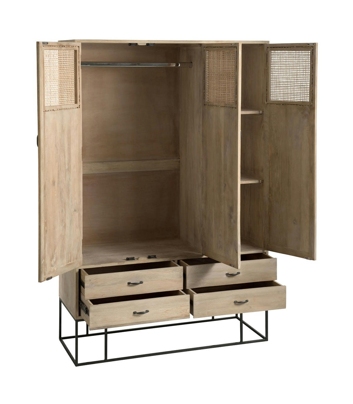 UKIALA - Armoire 3 portes et 4 tiroirs bois de manguier