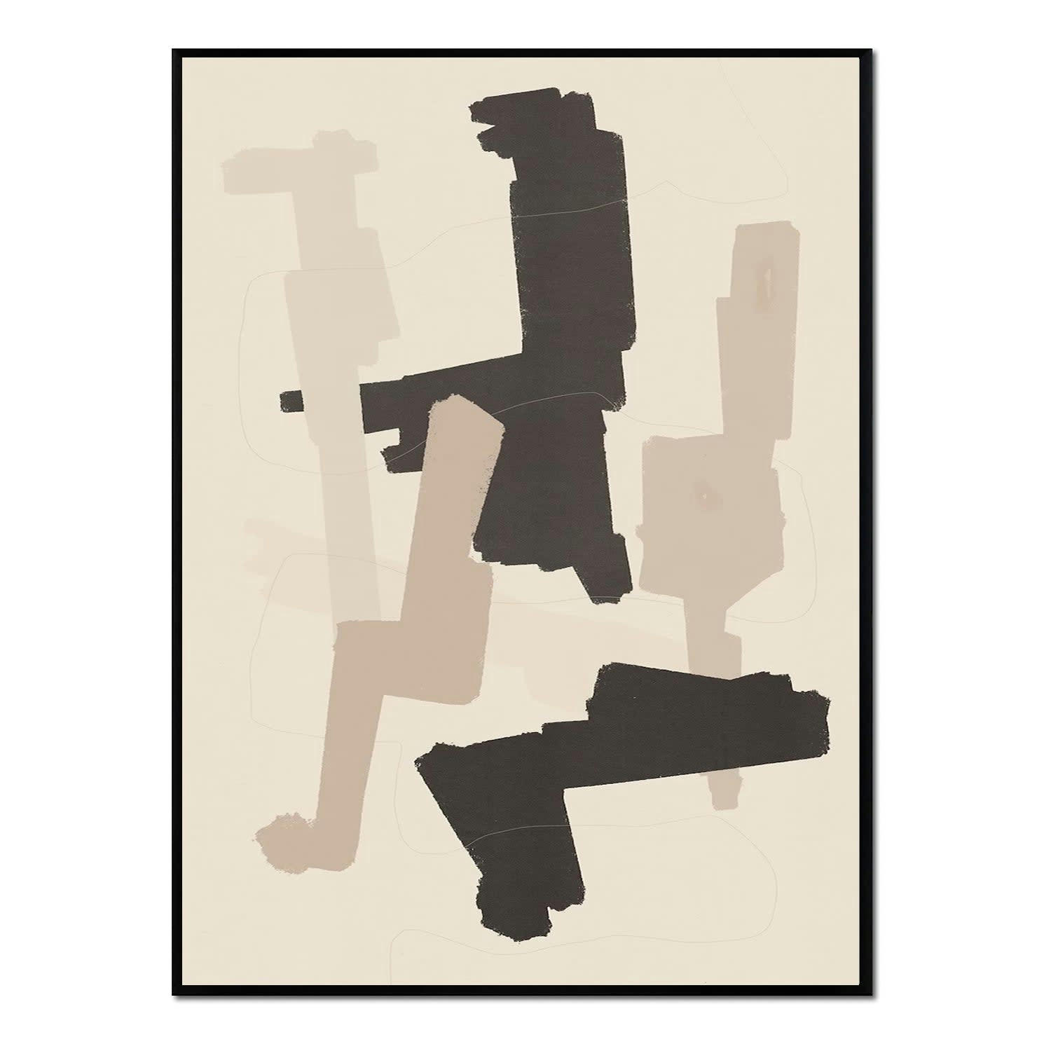 MINIMALISMO - Affiche avec cadre noir -  géométrie abstraite - 30x40