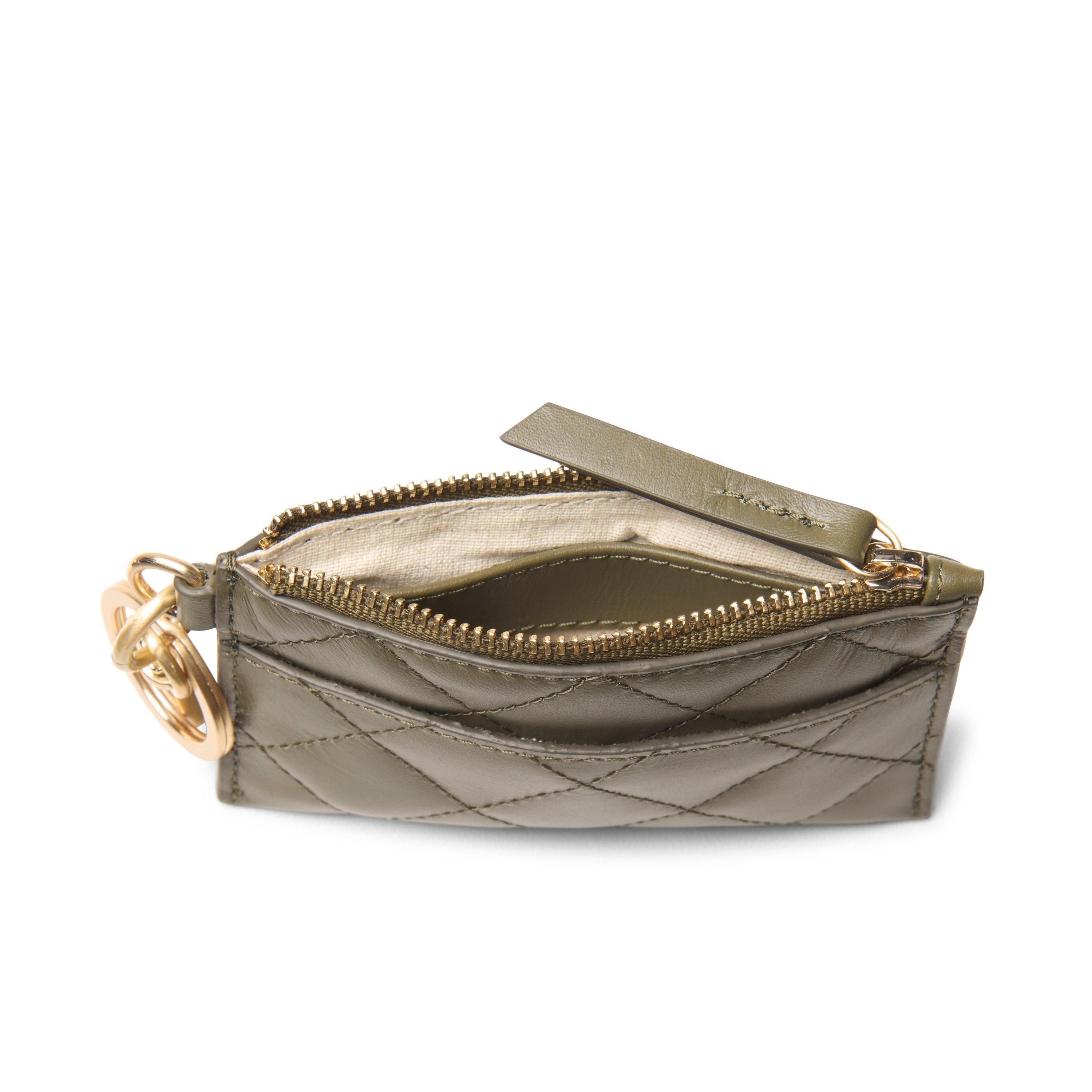 Clarks Quilted Card Olive Leather Purse