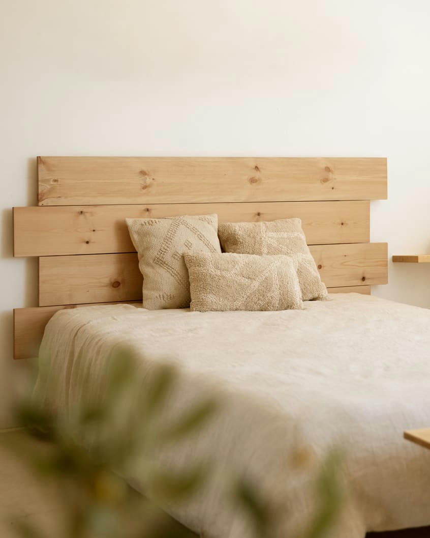 FLANDES III - Tête de lit en bois de pin brun clair 160x80cm