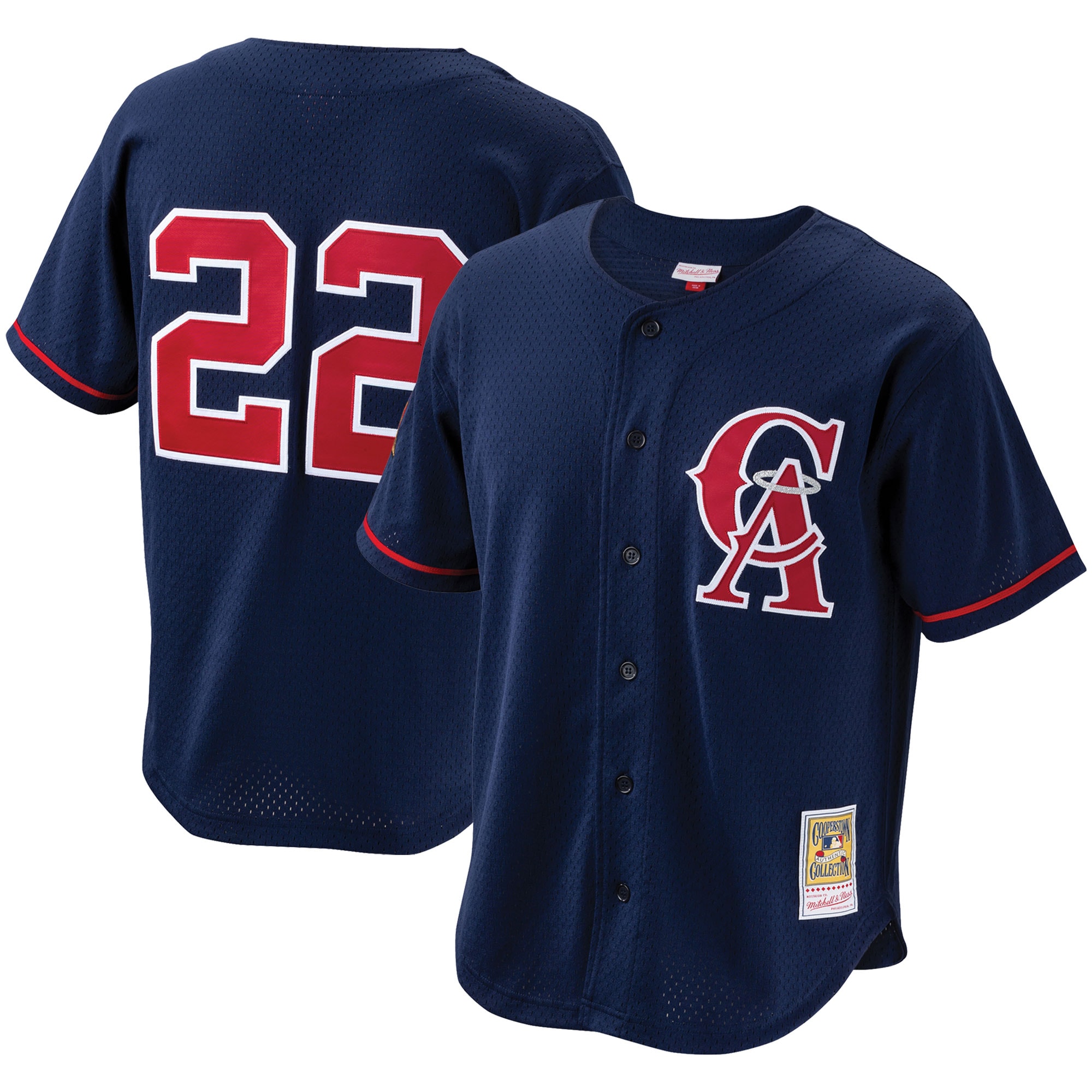 Bo Jackson California Angels Cooperstown Collection Mesh Batting Practice Button-Up Jersey - Navy