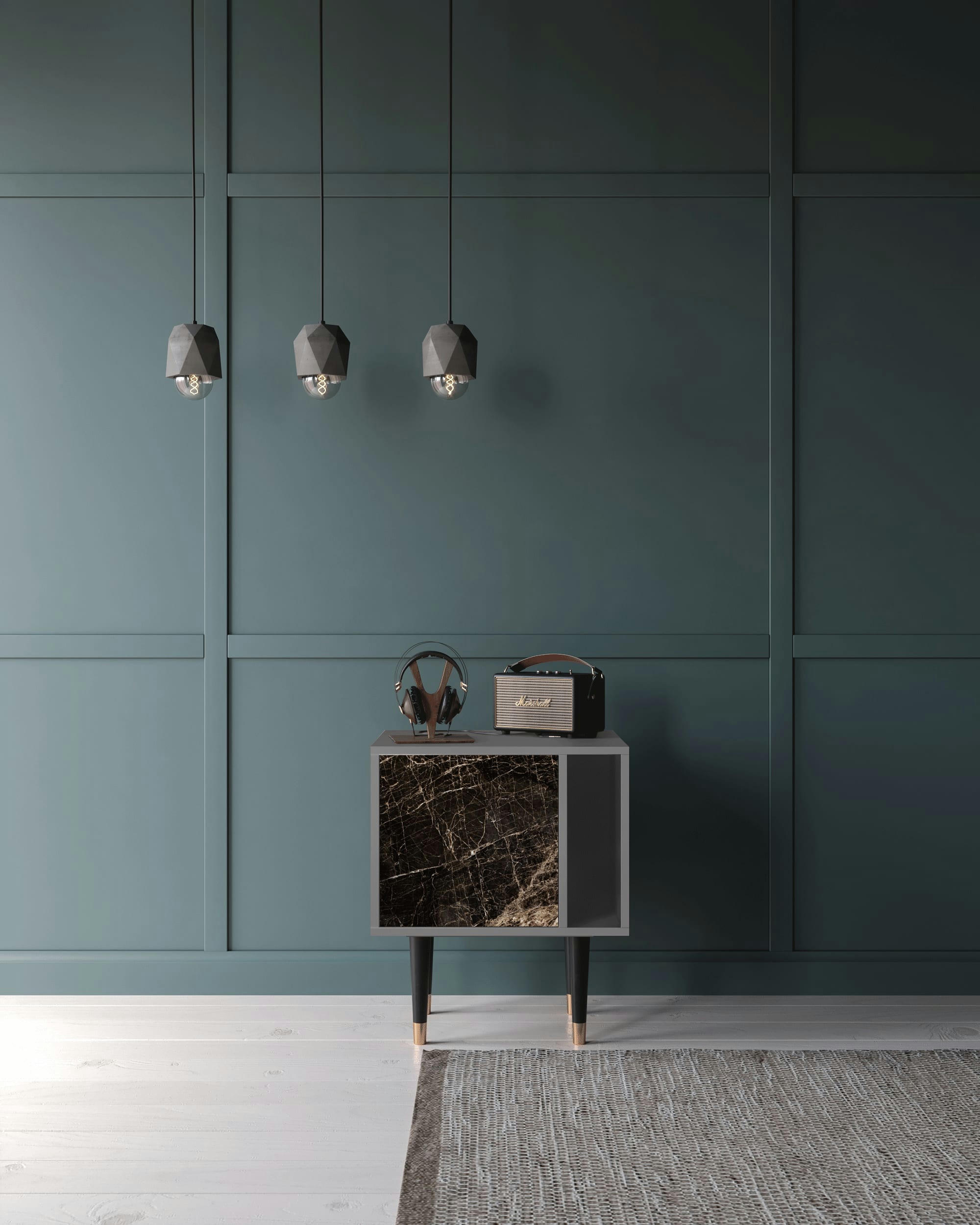 NIGHT ABYSS - Table de chevet noir 1 porte L 58 cm