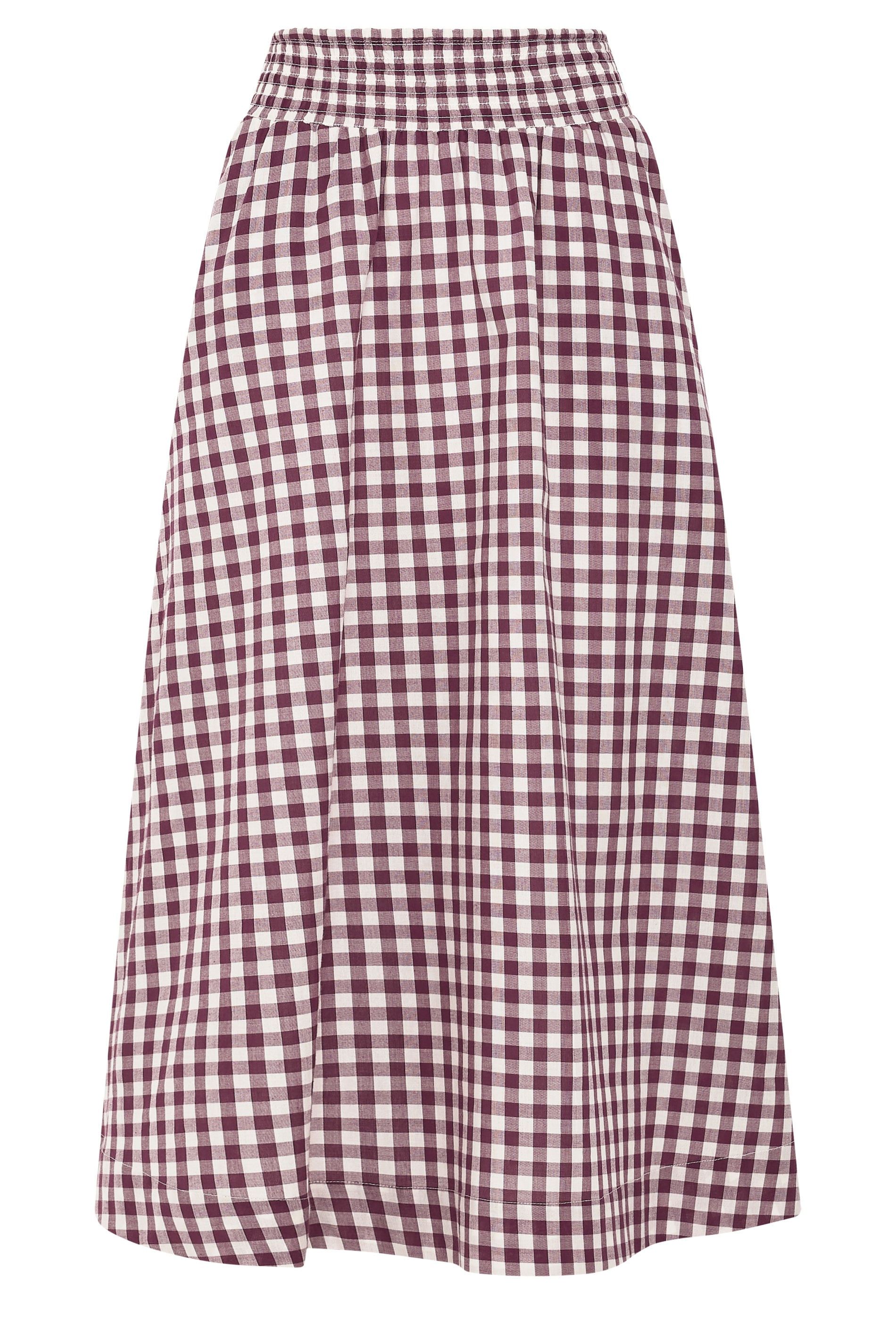 PixieGirl Petite Gingham Shirred Maxi Skirt