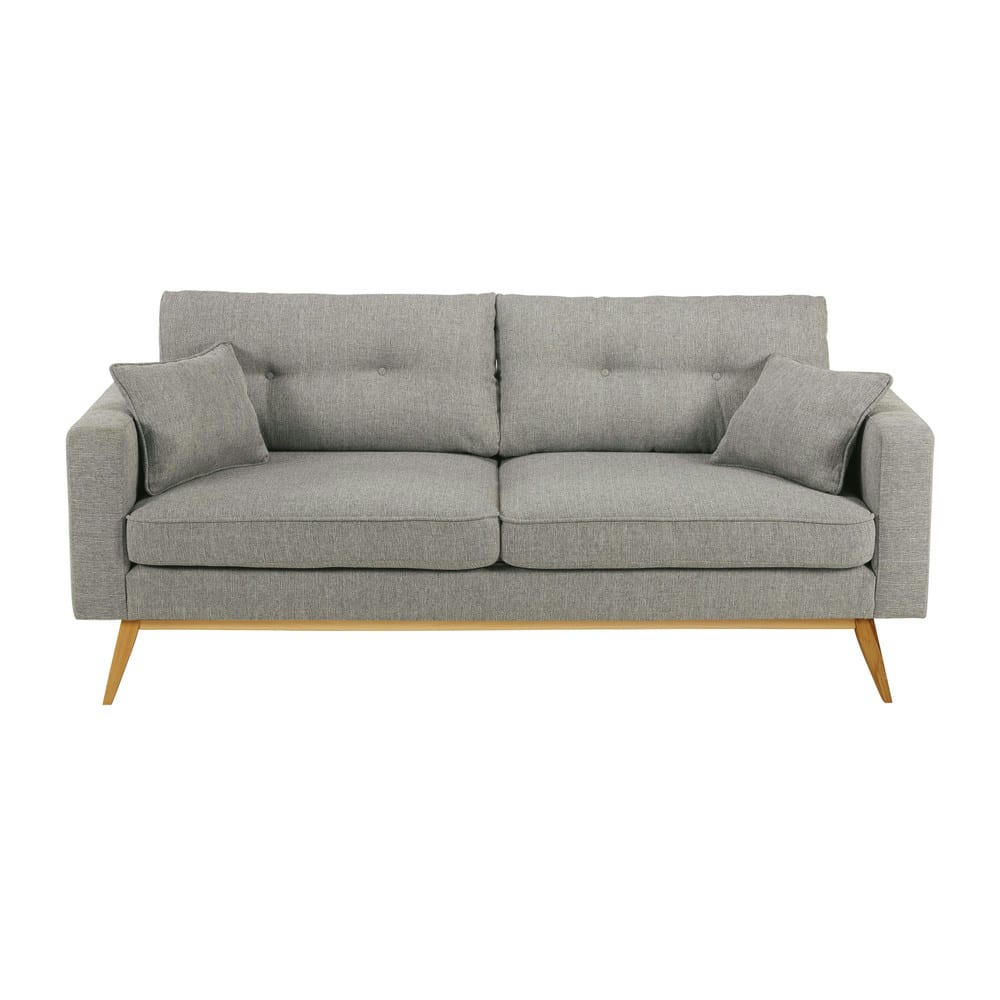 Brooke - Canapé style scandinave 3 places gris clair