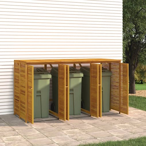 NNEVL Triple Garbage Bin Shed 210x89x117 cm Solid Wood Acacia