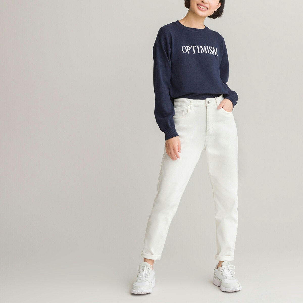 Pull col rond en fine maille jacquard 10-18 ans