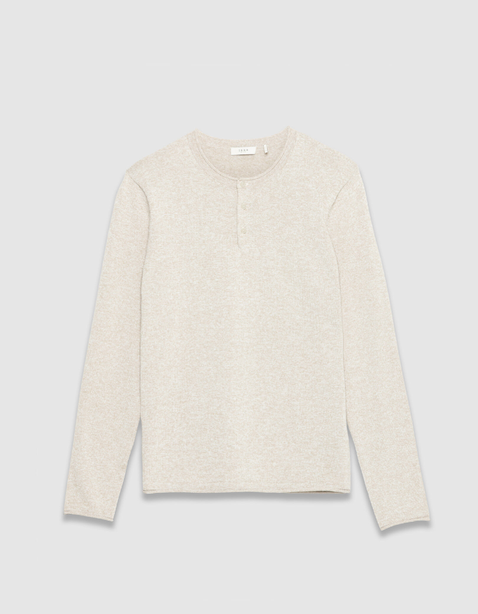 Pull tunisien beige tricot chiné Homme