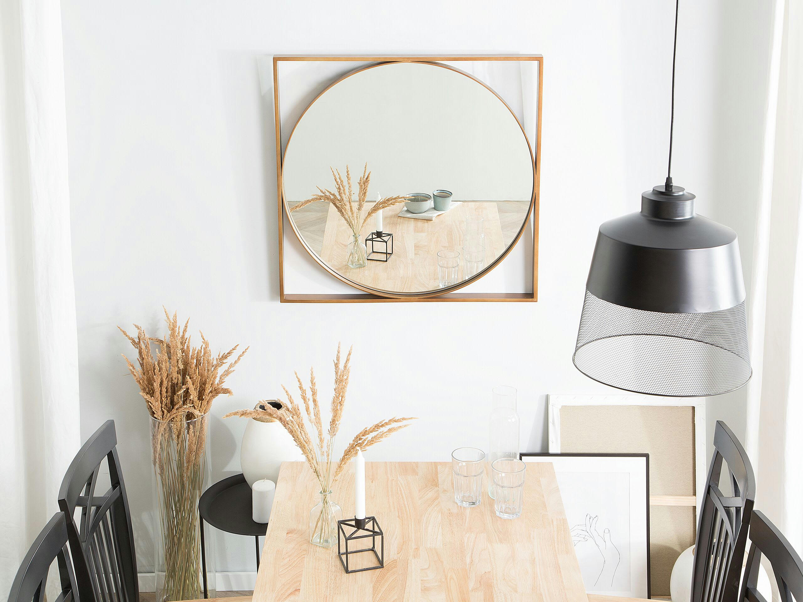 NIHOA - Miroir en bois d'ingénierie doré 76x76