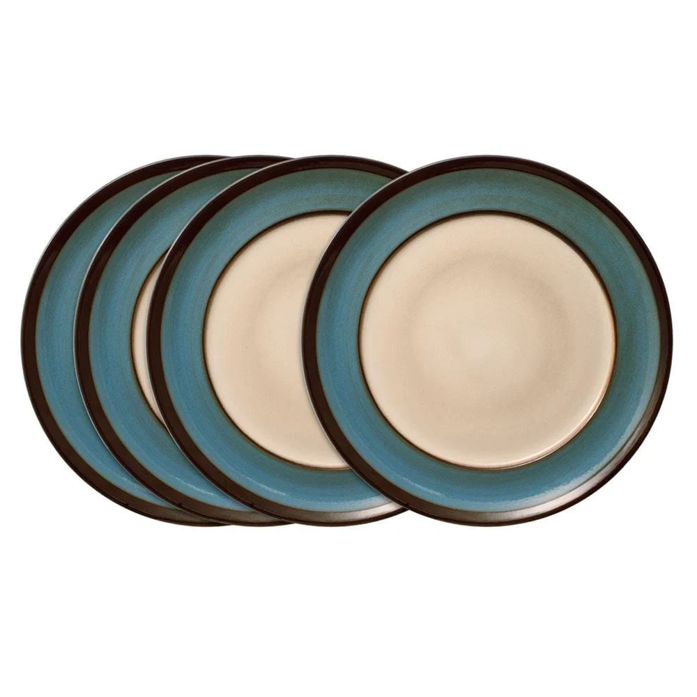 Gourmet Basics Belmont Set of 4 Blue Round Dinner Plates