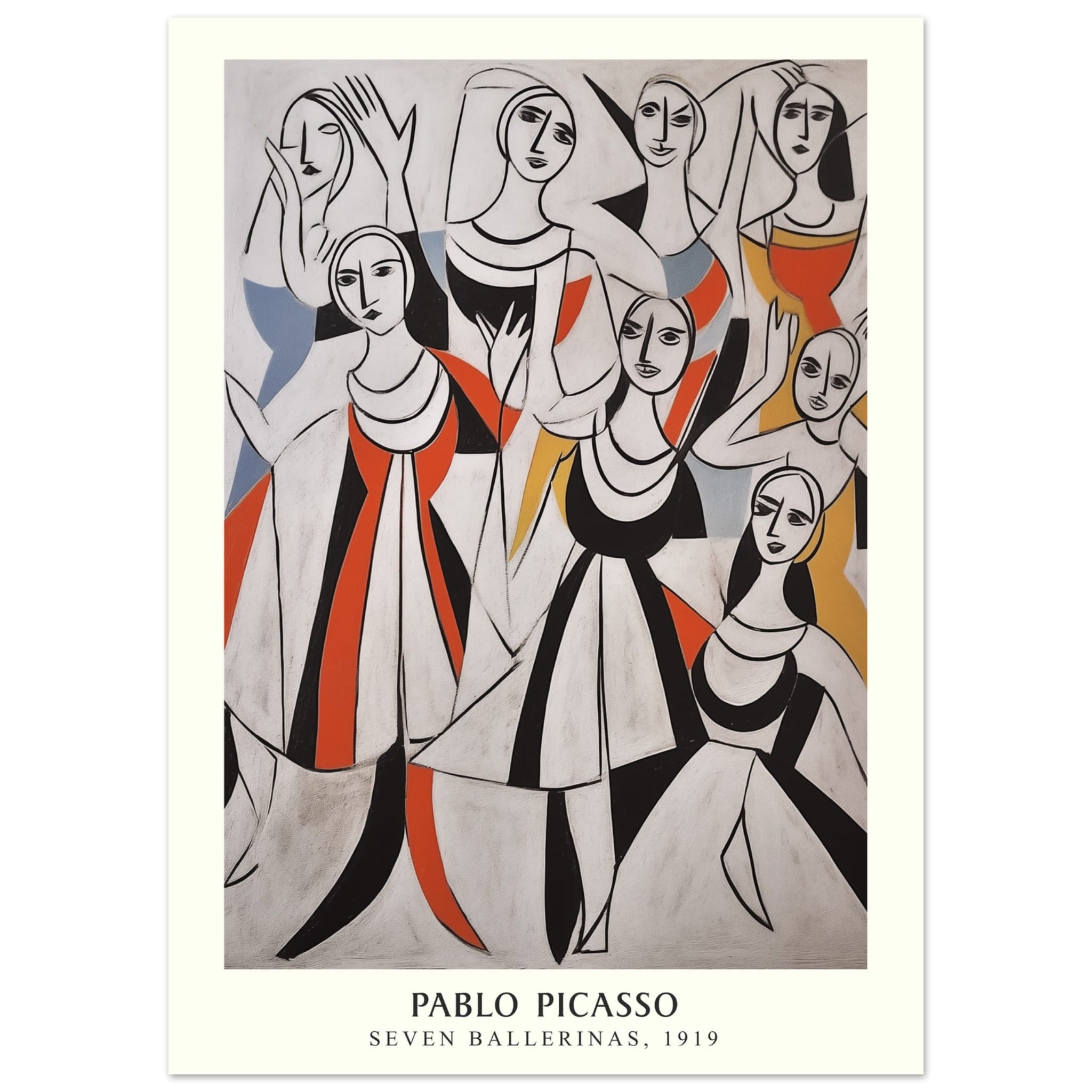 Artfulprints Poster Pablo Picasso - Seven ballerinas  - 50x70 cm - Meerkleurig
