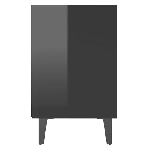 NNEVL Bed Cabinets with Metal Legs 2 pcs High Gloss Black 40x30x50 cm