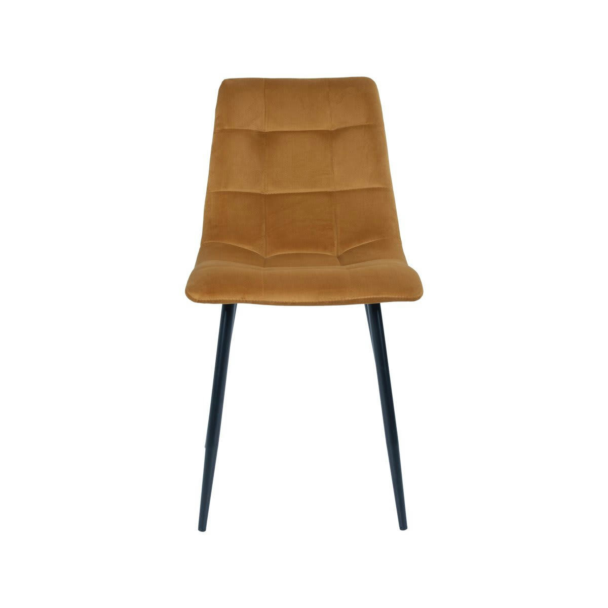AGLO - Chaise design en velours matelassé moutarde