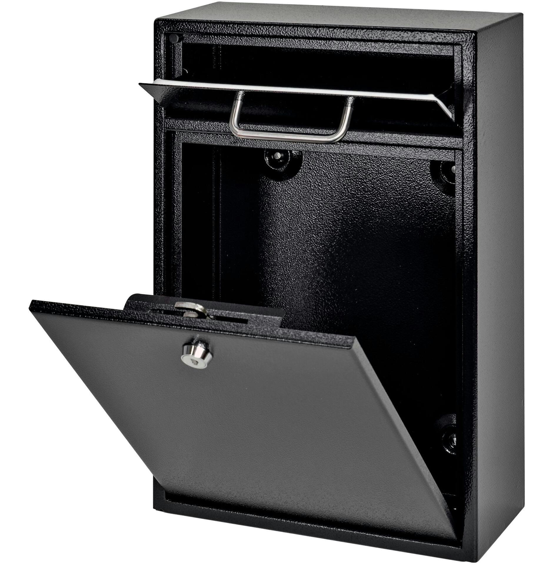 Mail Boss Olympus Wall-Mountable Locking Security Dropbox, Black