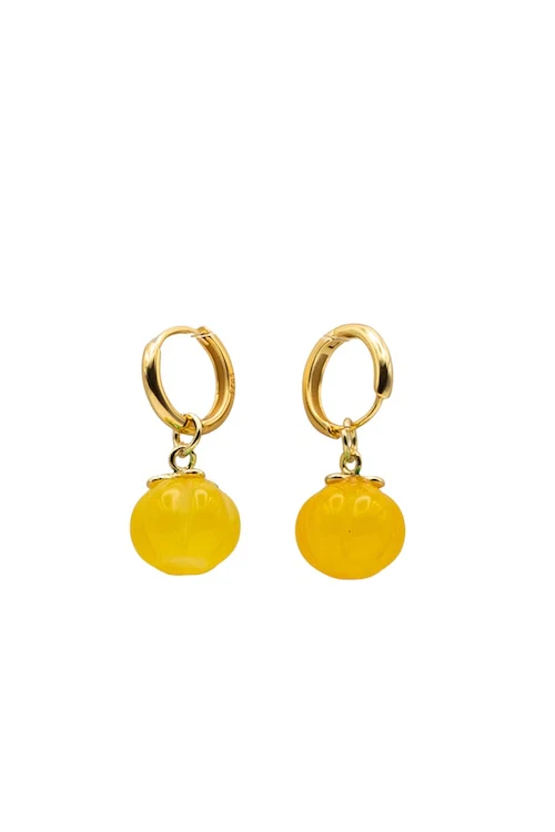 Harvest — Jade Stone Charm Earrings in Pumpkin