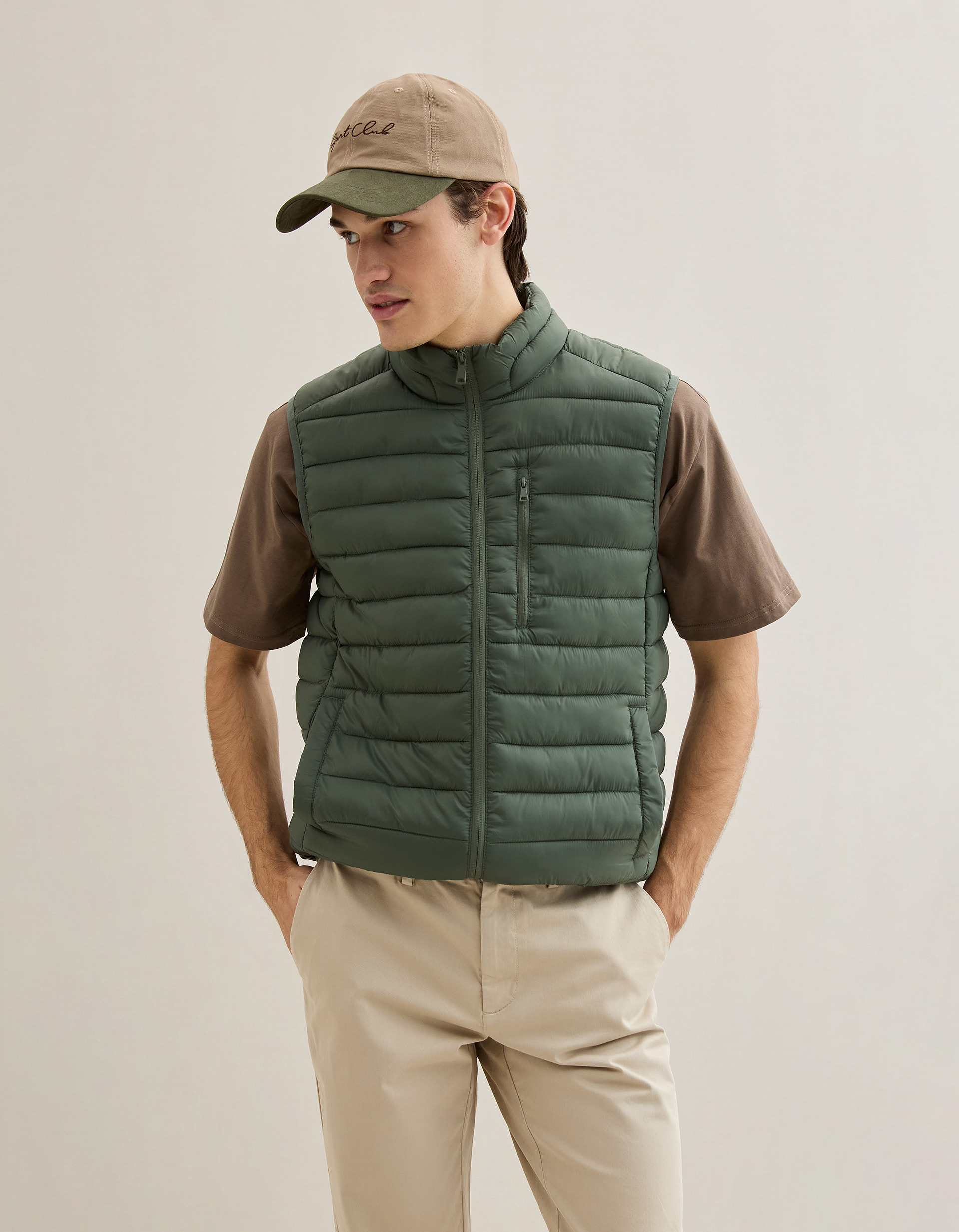 Colete Acolchoado, Homem, Verde Escuro